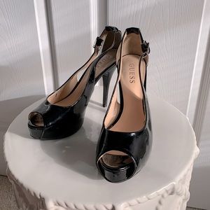 GUESS Patent Leather Black Platform High Heels